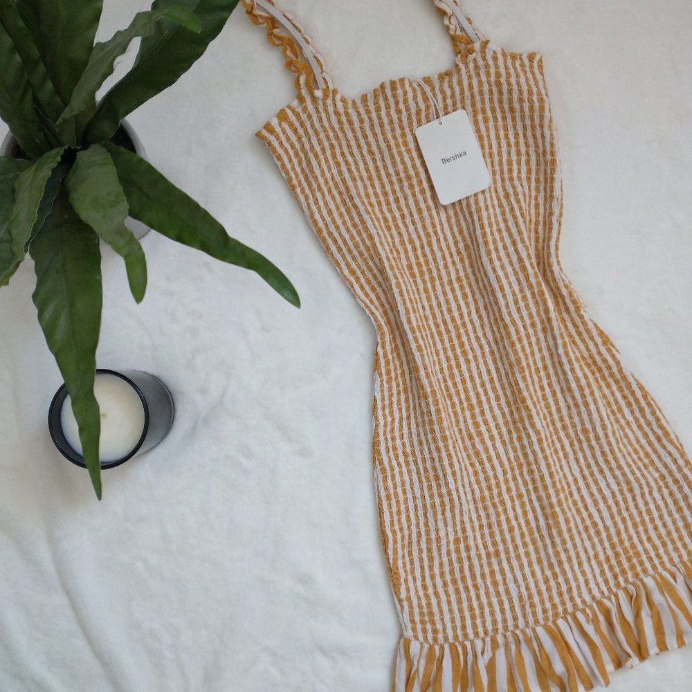 NWT Bershka Yellow Stripe Bodycon Dress - XS